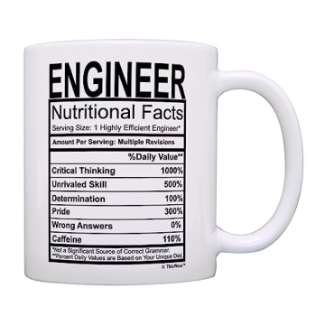 ThisWear Engineering Gifts for Men Funny Engineer Nutritional Facts Label Civil Engineer 11oz Cerami...