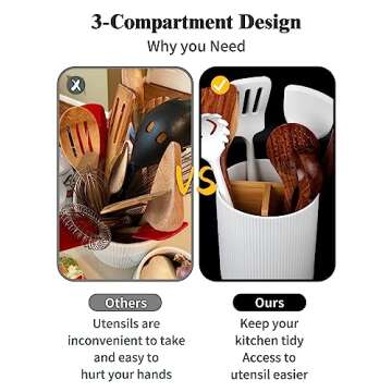 Premium 3 Compartment Utensil Holder for Organized Kitchens