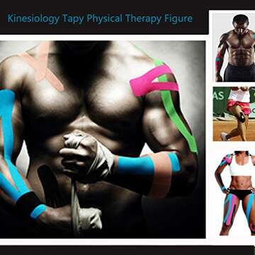 Kinesiology Theraeputic Tape Physio for Athletic Sports Recovery Pain Relieve Strong Adhesion Waterproof Original Cotton Uncut 2 Inch x 16.4 Feet (2 Black)