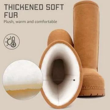 LACIKOSZ Faux Suede Platform Fuzzy Snow Boots Round Toe Hippy Winter Boots Slip On Knee High Chunky Heel Fur Tall Boots for Women