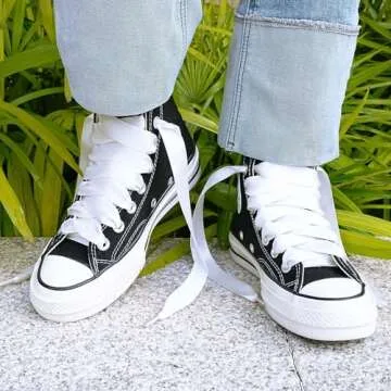 Booyckiy Flat Colorful Satin Ribbon Shoelaces 3/4" Wide Shoe Laces for Women Girls, White 47inch (120) cm