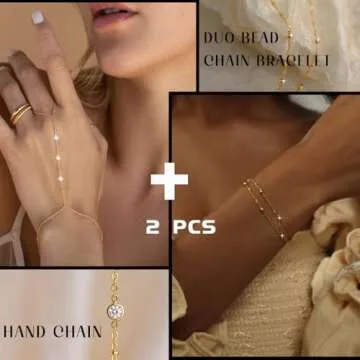 14K Gold Hand Chain Bracelet for Women - Trendy & Adjustable