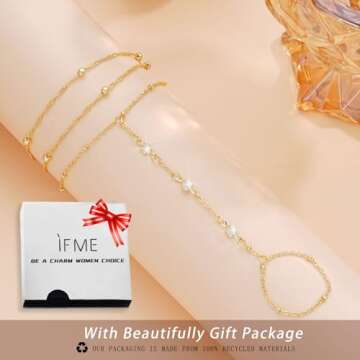 14K Gold Hand Chain Bracelet for Women - Trendy & Adjustable