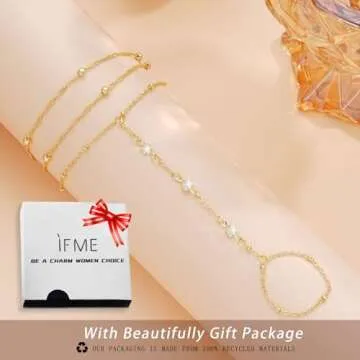 14K Gold Hand Chain Bracelet for Women - Trendy & Adjustable