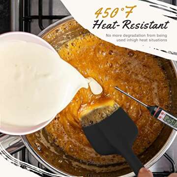 EXQ Home Silicone Spatula Set Heat Resistant 450°F,Seamless Design Baking Spatulas Kitchen Non-Stic...