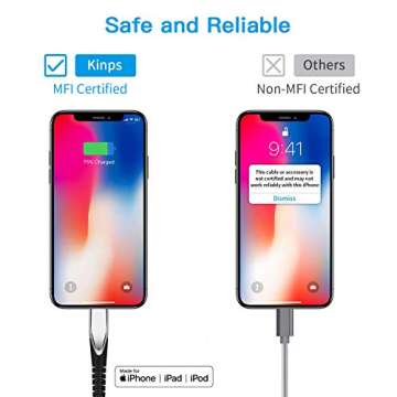 KINPS MFI Certified (10ft/3m) USB C to Lightning Fast Charging Cable Compatible with iPhone 12/11/11Pro/11 Pro Max/XS MAX/XS/XR/X, Supports Power Delivery(for Use with Type C Chargers), Black