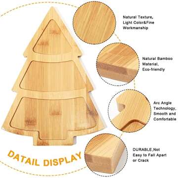 EBOOT 2 Sets Christmas Tree Dessert Serving Dishes White Tree Plates Chip and Dip Set Christmas Serving Platter Christmas Tree Plates Removable White Porcelain Plates with Bamboo Tree Tray for Party