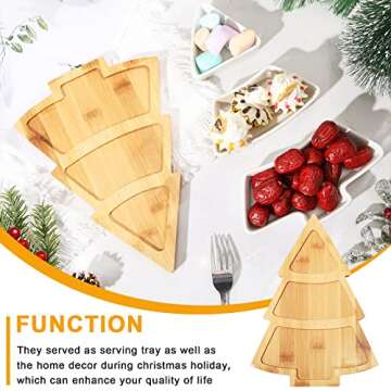 EBOOT 2 Sets Christmas Tree Dessert Serving Dishes White Tree Plates Chip and Dip Set Christmas Serving Platter Christmas Tree Plates Removable White Porcelain Plates with Bamboo Tree Tray for Party