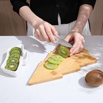 EBOOT 2 Sets Christmas Tree Dessert Serving Dishes White Tree Plates Chip and Dip Set Christmas Serving Platter Christmas Tree Plates Removable White Porcelain Plates with Bamboo Tree Tray for Party