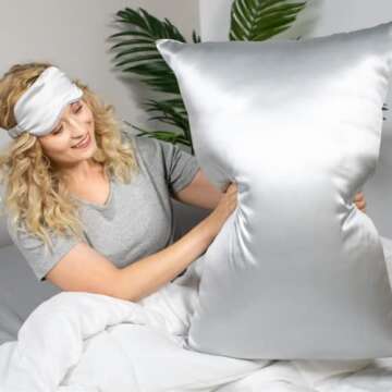 100% Silk Pillowcase for Hair and Skin Made in USA, Highest Grade 22 Momme Silk Pillow Case with Zip...