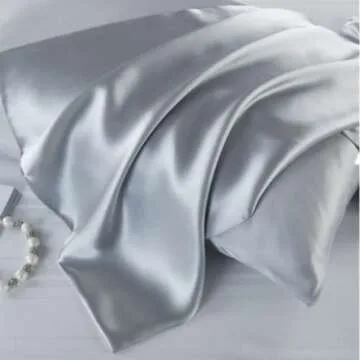 100% Silk Pillowcase for Hair and Skin Made in USA, Highest Grade 22 Momme Silk Pillow Case with Zipper Queen Size, Acne Free, Machine Washable, Hypoallergenic (Gray, Queen)