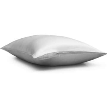 100% Silk Pillowcase for Hair and Skin Made in USA, Highest Grade 22 Momme Silk Pillow Case with Zipper Queen Size, Acne Free, Machine Washable, Hypoallergenic (Gray, Queen)
