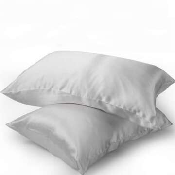 100% Silk Pillowcase for Hair and Skin Made in USA, Highest Grade 22 Momme Silk Pillow Case with Zipper Queen Size, Acne Free, Machine Washable, Hypoallergenic (Gray, Queen)