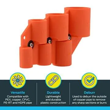 SharkBite 1/4 Inch to 1 Inch Depth Gauge and Pipe Deburring Tool, Copper, PEX, CPVC, PE-RT, HDPE, U702A