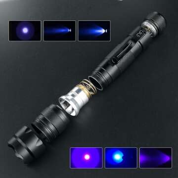 UV Flashlight BlackLight, DULEX 395 - 410nm UV Led Blacklight Flashlights and Rechargeable batteries Charger Set for Professional / Commercial Use