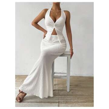 Stylish SOLY HUX Two Piece Twist Front Cami and Skirt Set