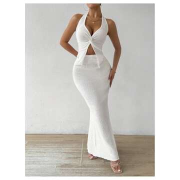 Stylish SOLY HUX Two Piece Twist Front Cami and Skirt Set