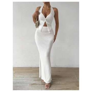 Stylish SOLY HUX Two Piece Twist Front Cami and Skirt Set