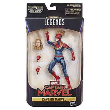 Marvel Captain Marvel 6-inch Legends Captain in Costume Figure for Collectors, Kids, and Fans