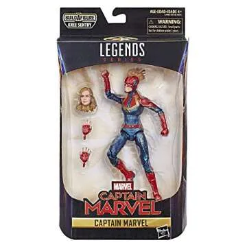 Marvel Captain Marvel 6-inch Legends Captain in Costume Figure for Collectors, Kids, and Fans