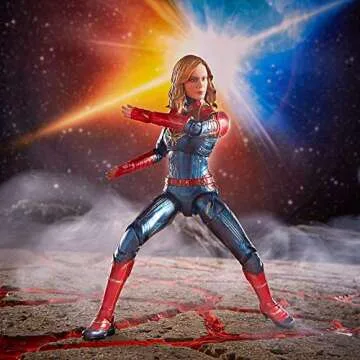 Marvel Captain Marvel 6-inch Legends Captain in Costume Figure for Collectors, Kids, and Fans