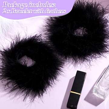 Stylish Jutom Black Feather Cuffs - Chic Women's Accessory