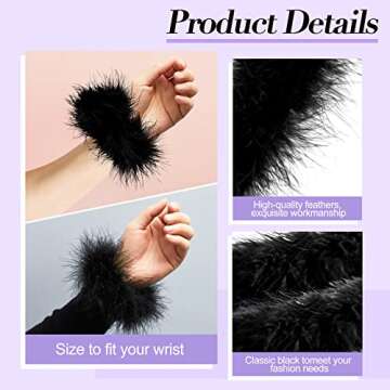 Stylish Jutom Black Feather Cuffs - Chic Women's Accessory
