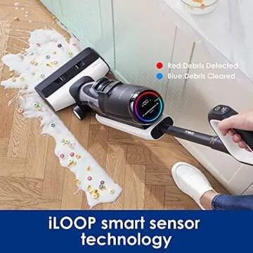 Tineco Floor ONE S5 Smart Cordless Wet Dry Vacuum Cleaner and Mop for Hard Floors, Digital Display, Long Run Time, Great for Sticky Messes and Pet Hair, Space-Saving Design, Black