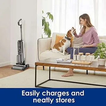 Tineco Floor ONE S5 Smart Cordless Wet Dry Vacuum Cleaner and Mop for Hard Floors, Digital Display, Long Run Time, Great for Sticky Messes and Pet Hair, Space-Saving Design, Black
