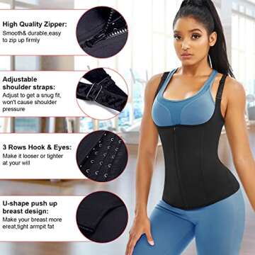 Gotoly Quick Weight Loss, Adjustable Straps Body Shaper Waist Cincher Tank Top Black