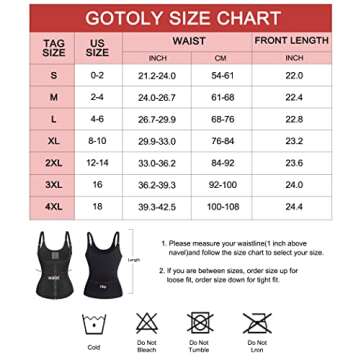 Gotoly Quick Weight Loss, Adjustable Straps Body Shaper Waist Cincher Tank Top Black
