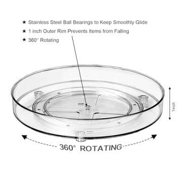 Amolliar Lazy Susan Organizer, 9" 2Pack, Rotating Turntable for Cabinet, Kitchen, Fridge, Bathroom, Vanity, Makeup, Pantry Organizer Storage, Spice Rack Container for Condiment, Under Sink Organizer