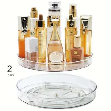 Amolliar Lazy Susan Organizer, 9" 2Pack, Rotating Turntable for Cabinet, Kitchen, Fridge, Bathroom, Vanity, Makeup, Pantry Organizer Storage, Spice Rack Container for Condiment, Under Sink Organizer