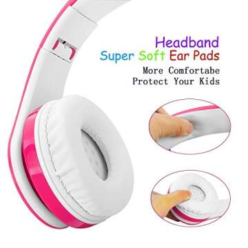 Kids Bluetooth Headphones 85db/110db Volume Limit Wireless/Wired Aux Port Foldable Noise Protection ...