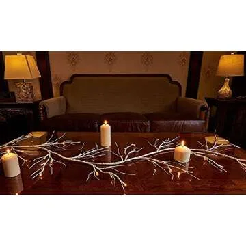 Birchlitland Birch Garland Lights 6FT 48 LED Battery Operated - Lighted Twig Vine with Timer for Christmas Fireplace Decoration Indoor Outdoor Use