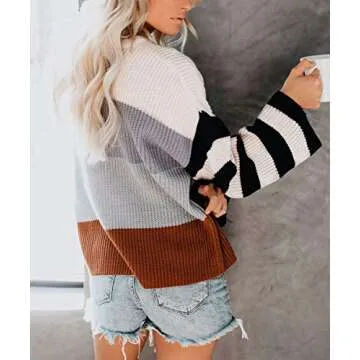 Sweaters for Women Crop Top Round Neck Oversized Sweatshirts Pullover Grey M
