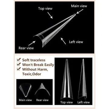 500Pcs XL Long Stiletto Nail Tips for Acrylic Nails