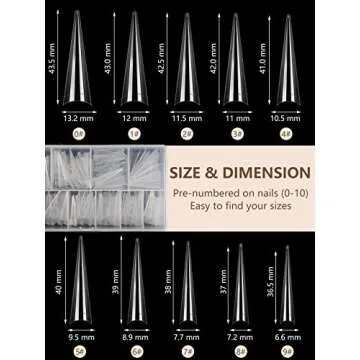 500Pcs XL Long Stiletto Nail Tips for Acrylic Nails
