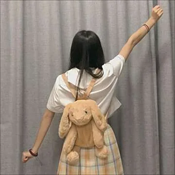 Kmiunty Cute Plush Backpack Cute Animal Backpack Rabbit Backpack Bags with Adjustable Straps (Khaki)