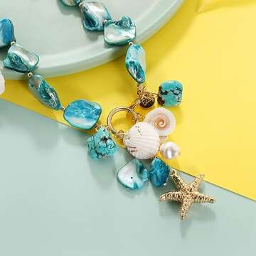 Firstmeet Natural Freshwater Shell Choker Necklace for Women