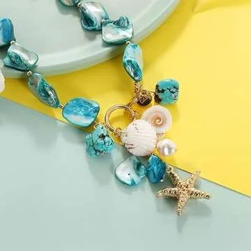 Firstmeet Natural Freshwater Shell Choker Necklace for Women