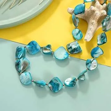 Firstmeet Natural Freshwater Shell Choker Necklace for Women