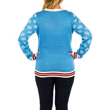 Festified Women's Elf Holiday Narwhal Ugly Christmas Sweater in Blue (Medium)