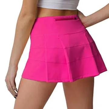 Husnainna High Waisted Pleated Tennis Skirt with Pockets Athletic Golf Skorts for Women Casual Workout Built-in Shorts 018BZQ-Hot Pink/f12