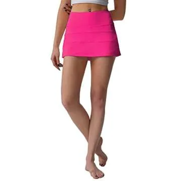 Husnainna High Waisted Pleated Tennis Skirt with Pockets Athletic Golf Skorts for Women Casual Workout Built-in Shorts 018BZQ-Hot Pink/f12