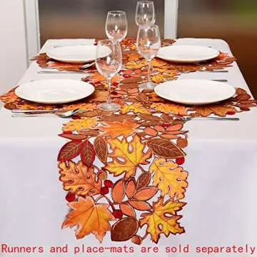 Elegant Simhomsen Embroidered Leaves Table Runner for Autumn