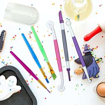 11 Pieces Fondant Cake Decorating Tool Double Head Gum Paste Modeling Tool Fondant Smoother Rolling Pin Decoration Brushes