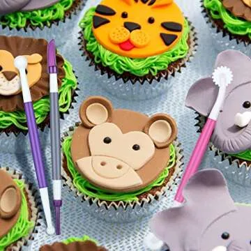 11 Pieces Fondant Cake Decorating Tool Double Head Gum Paste Modeling Tool Fondant Smoother Rolling Pin Decoration Brushes