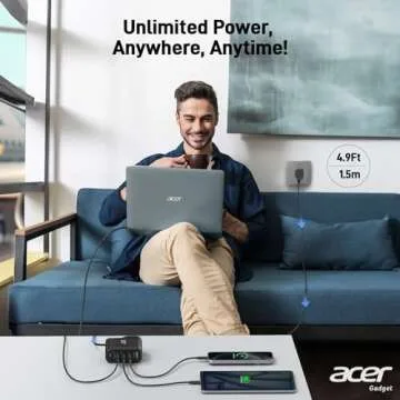 Acer 100W USB C Charger Block, 4-Port Fast GaN Ⅱ Desktop Charger with Power Extension Cable, Compatible with MacBook Pro/Air, iPhone 16 Series, Galaxy S24, iPad Pro, Acer Laptop, Nitro 5, etc