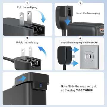 Acer 100W USB C Charger Block, 4-Port Fast GaN Ⅱ Desktop Charger with Power Extension Cable, Compatible with MacBook Pro/Air, iPhone 16 Series, Galaxy S24, iPad Pro, Acer Laptop, Nitro 5, etc